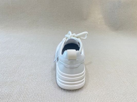 Heightening Sneakers PU White Leather Espadrilles With Pearl Flower