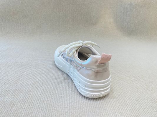 Round Head Womens Pink Casual Shoes Rubber Outsole Pink Casual Sneakers