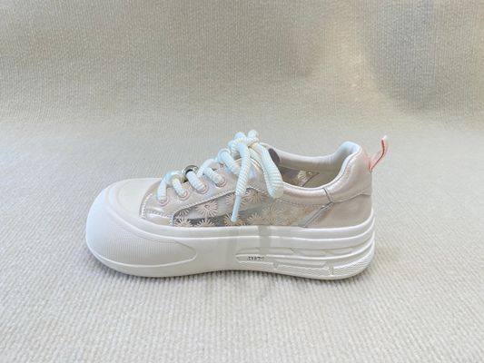 Round Head Womens Pink Casual Shoes Rubber Outsole Pink Casual Sneakers