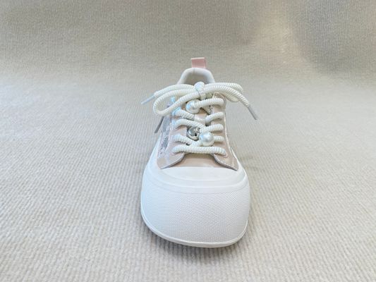 Round Head Womens Pink Casual Shoes Rubber Outsole Pink Casual Sneakers