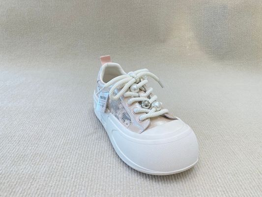 Round Head Womens Pink Casual Shoes Rubber Outsole Pink Casual Sneakers