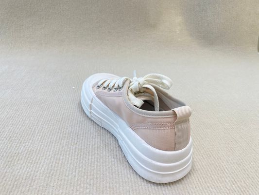 Women pink espadrilles with breathable mesh upper and lacing high top