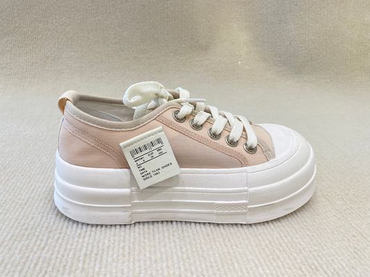 Women pink espadrilles with breathable mesh upper and lacing high top