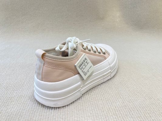 Women pink espadrilles with breathable mesh upper and lacing high top