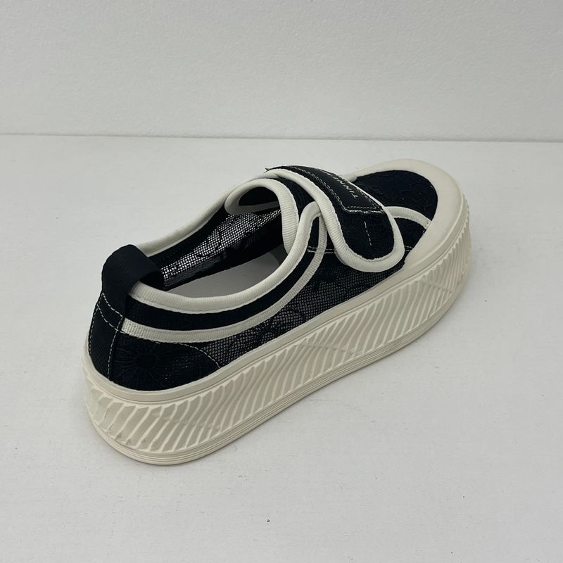 OEM Black Canvas Trainers Womens Rubber Outsole Wide Fit Canvas Trainers